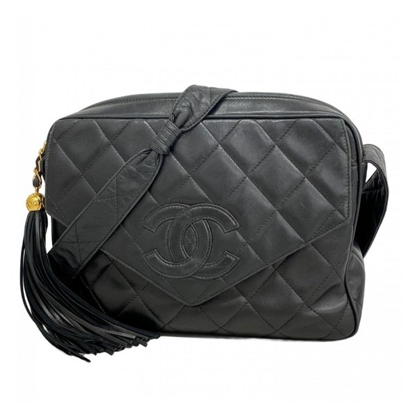 CHANEL Black Lambskin Leather Shoulder Bag - Picture 1 of 14